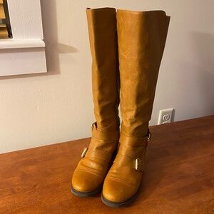 BCBGeneration-Marisol Tan  Leather Knee high Boots , Side Zipper